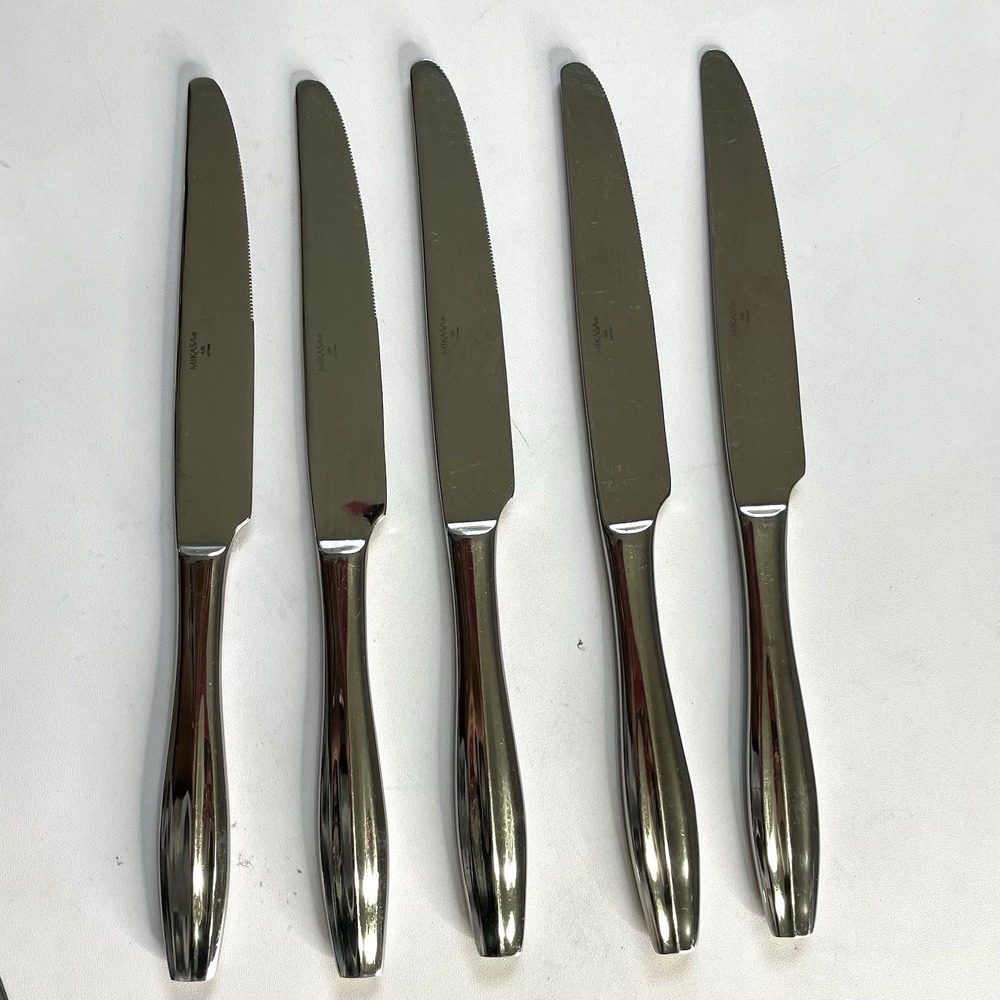 Mikasa Set of 5 Ari dinner Knife Stainless Steel Flatware Replacement Serrated‎